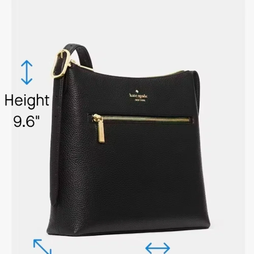 KATE SPADE Large Swingpack Cross Body Bag Pebbled Leather Black KM715 MSRP $329